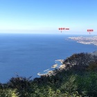 ②	東側（別府湾と大分市と四国の佐多岬）