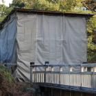 本丸西虎口門の復元工事素屋根アップ