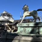 龍城神社の神馬と天守