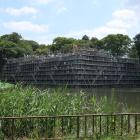 搦手馬出の石垣修復工事中&hellip;