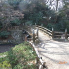 日本庭園内の擬宝珠橋