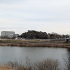 【遠景】森が本丸、左側の役場が二の丸跡。