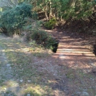 右の道を徒歩で行く