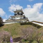 本丸より天守と登り階段・脇土塀