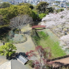 展望階廻縁北より二の丸横堀丸馬出を見る
