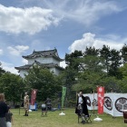 二の丸で名古屋おもてなし武将隊の演舞やってました。奥は東南隅櫓(重要文化財)