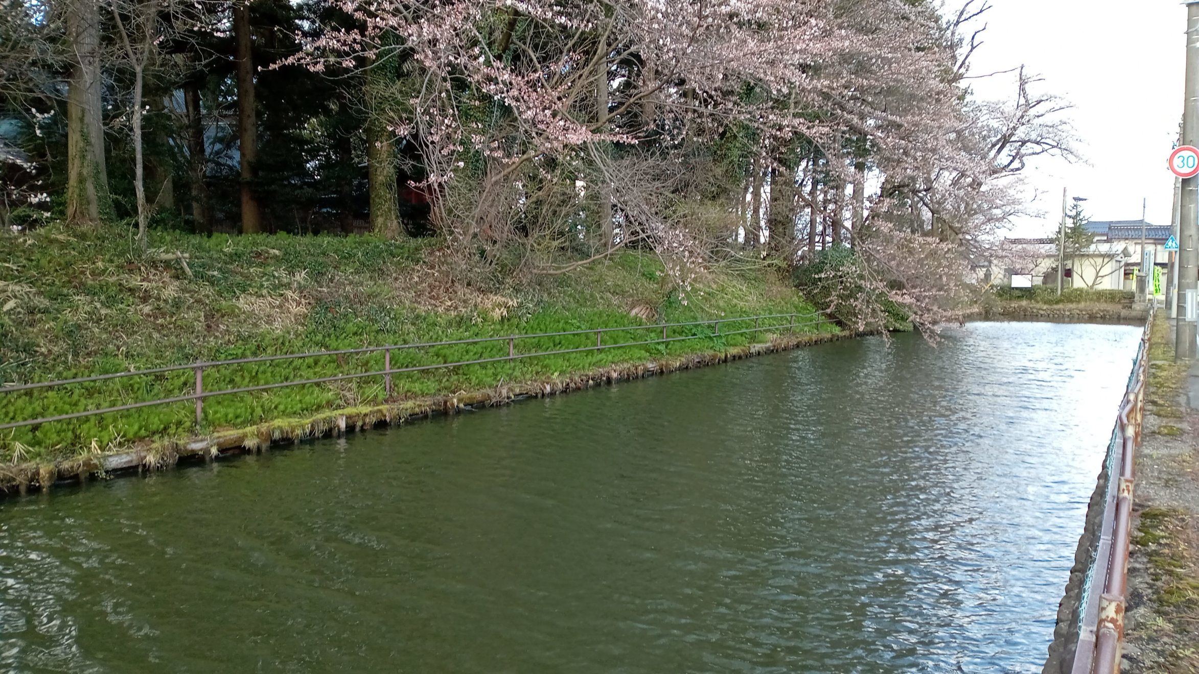 水堀と土塁(神社北側)