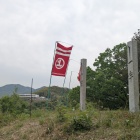 水軍の旗がたなびく