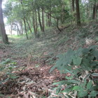 虎口から北を、土塁と堀跡