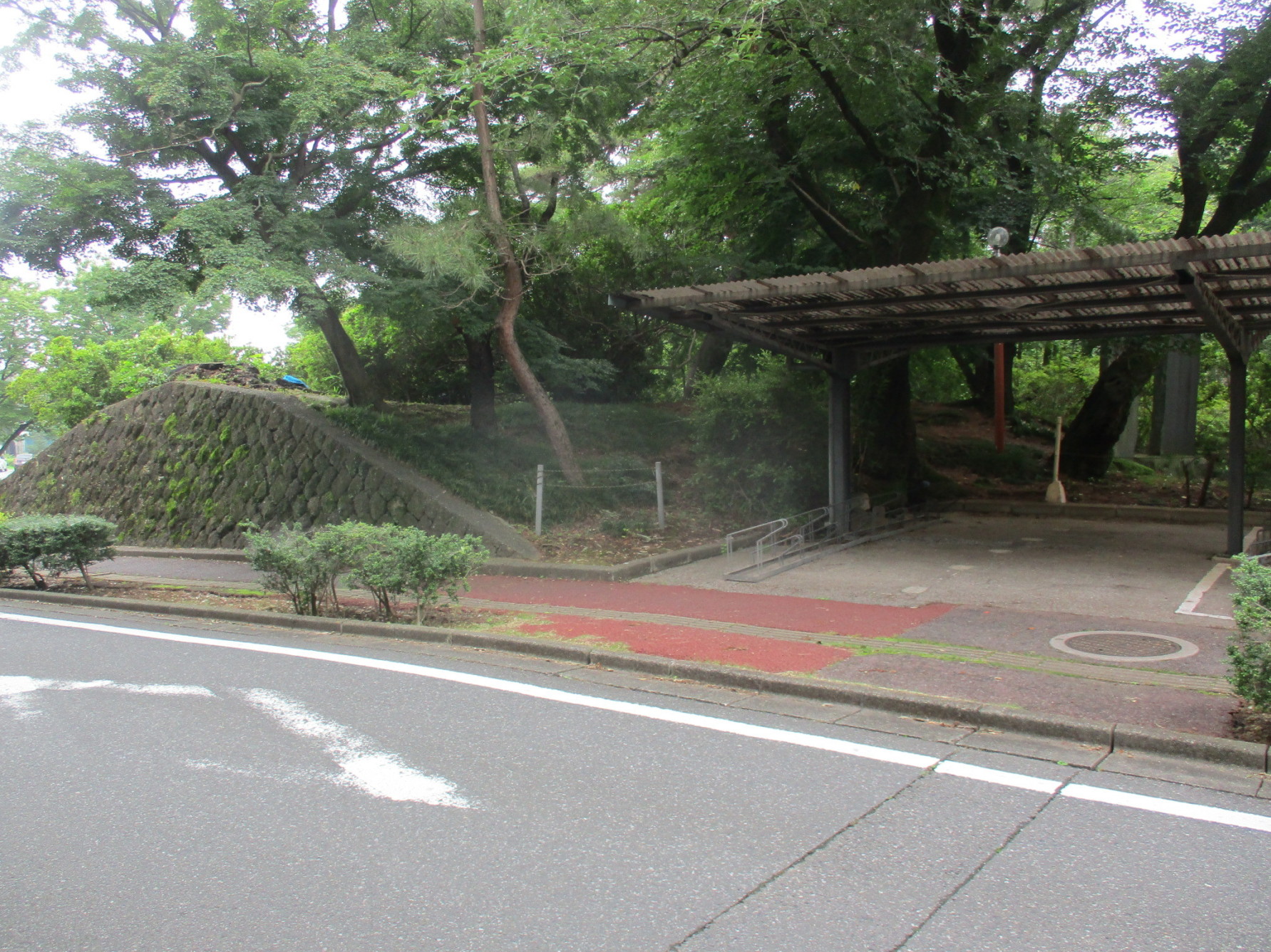 駐車場の北、二の丸(三の丸？)南端の土塁