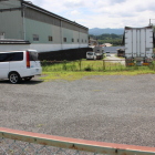 二の丸跡西側の水堀跡埋まって駐車場資材置き場