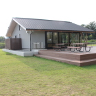 新しく出来た郡山城情報館、緑曲輪内