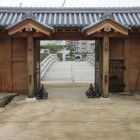 復元中ノ御門表門枡形内より