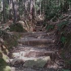 ④	高橋紹運の墓の下にある竪堀を登る（このあたり最大の激戦地）